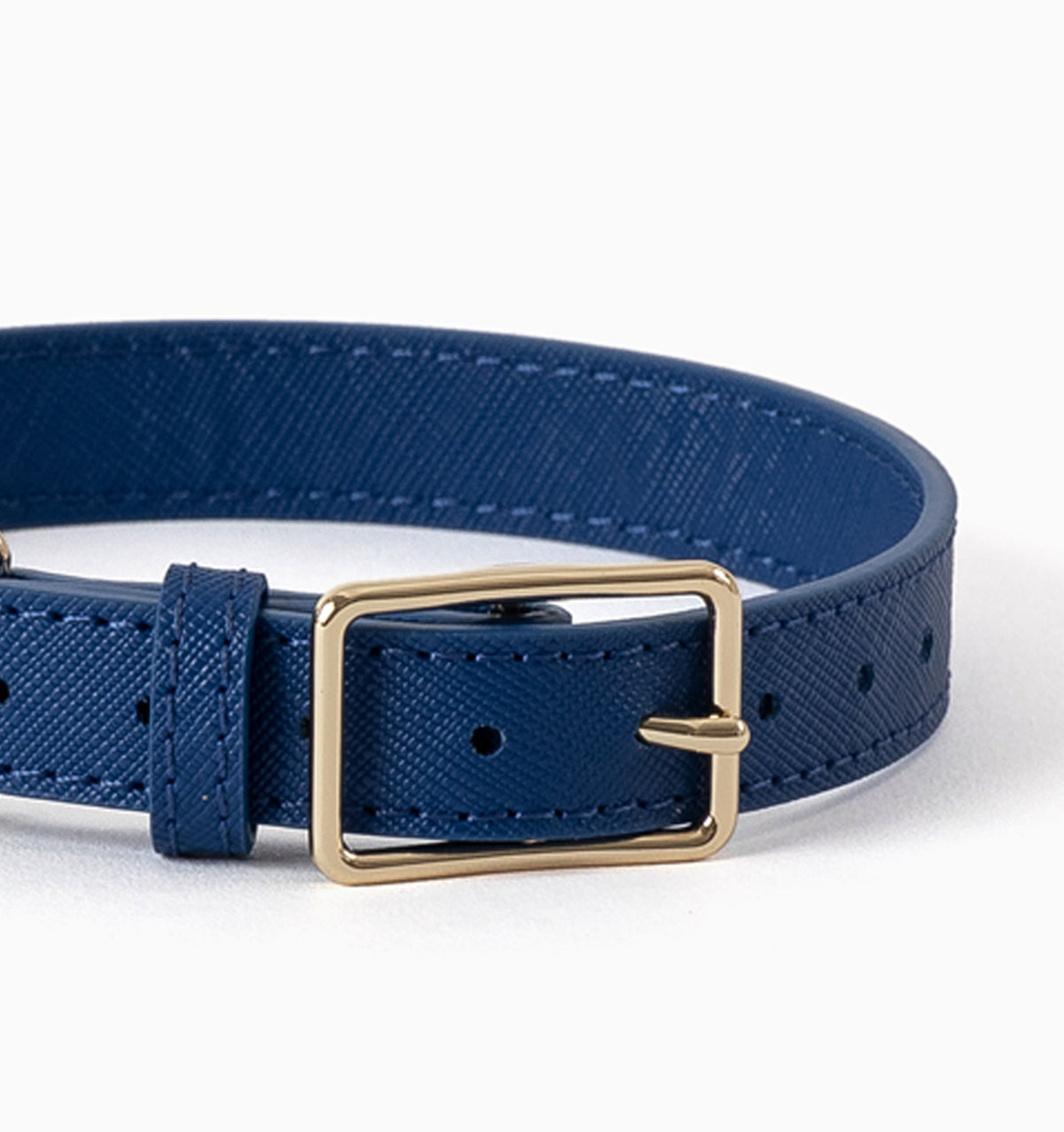 Cobalt Blue Leather Dog Collar