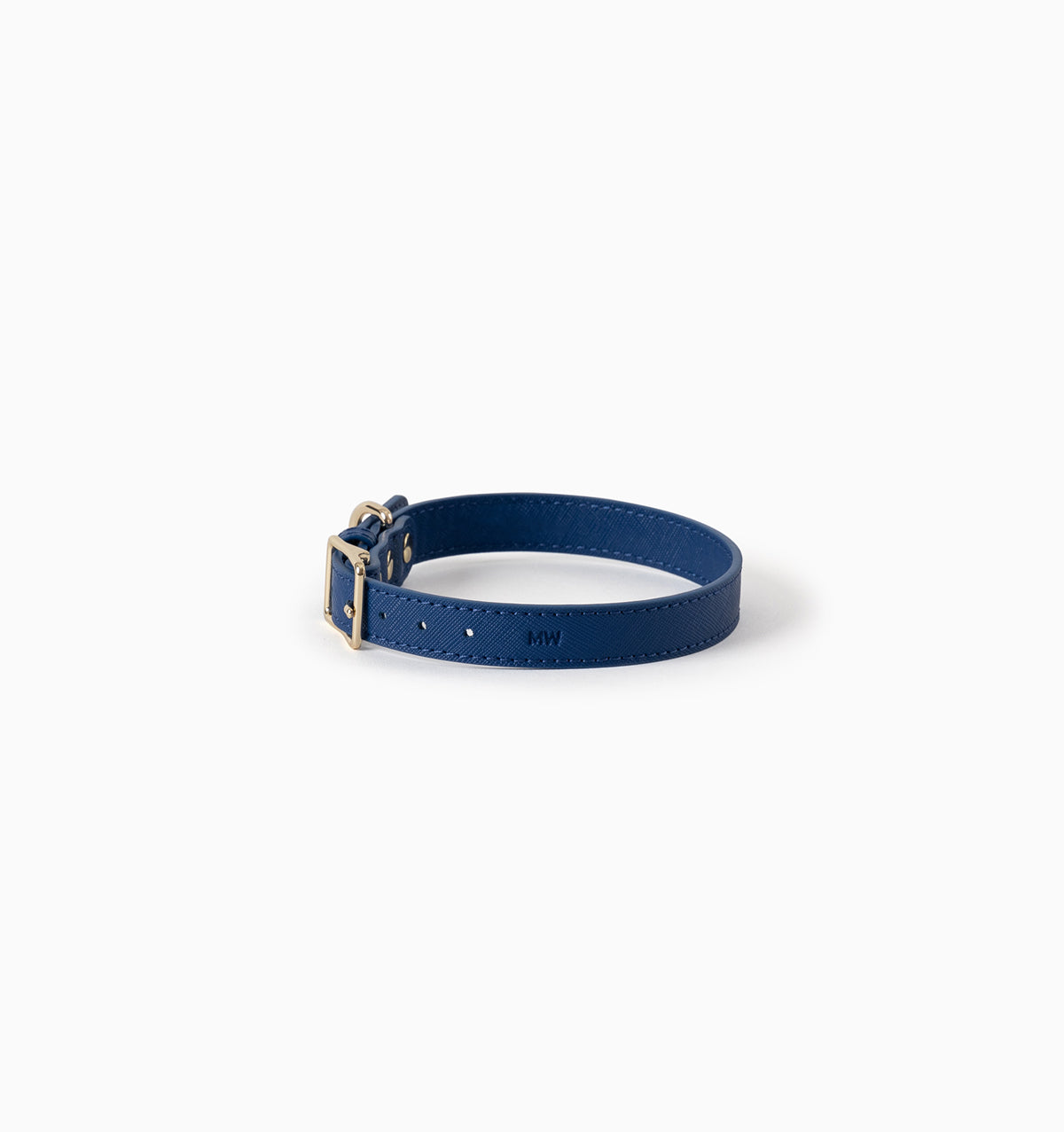 Cobalt Blue Leather Dog Collar