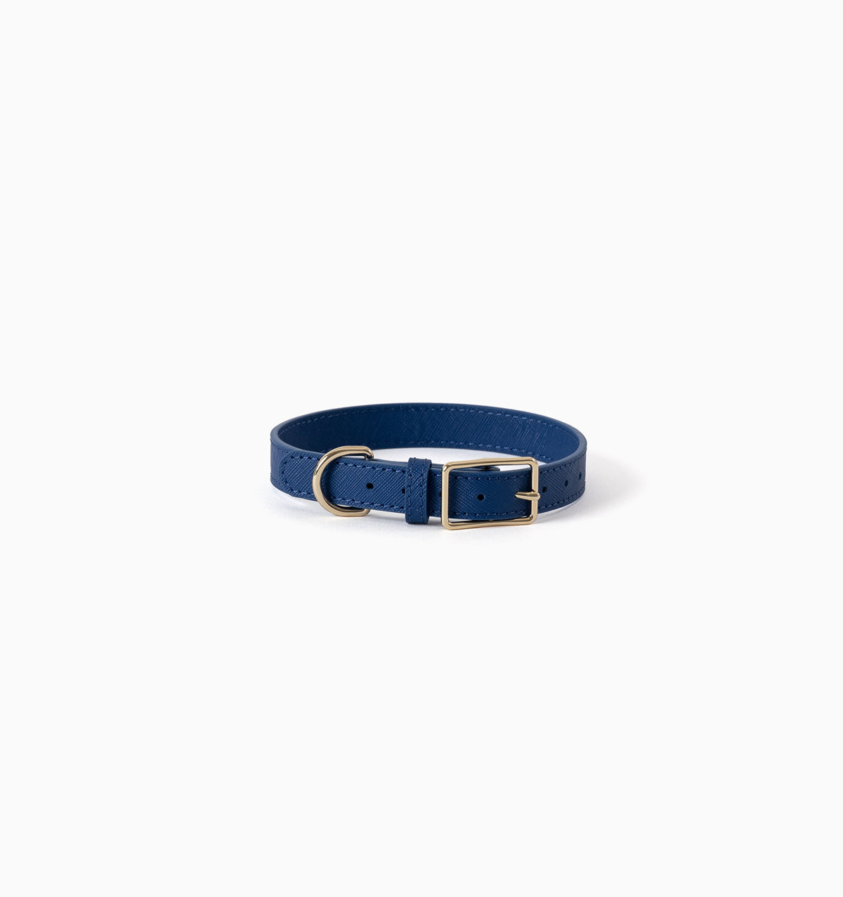 Cobalt Blue Leather Dog Collar