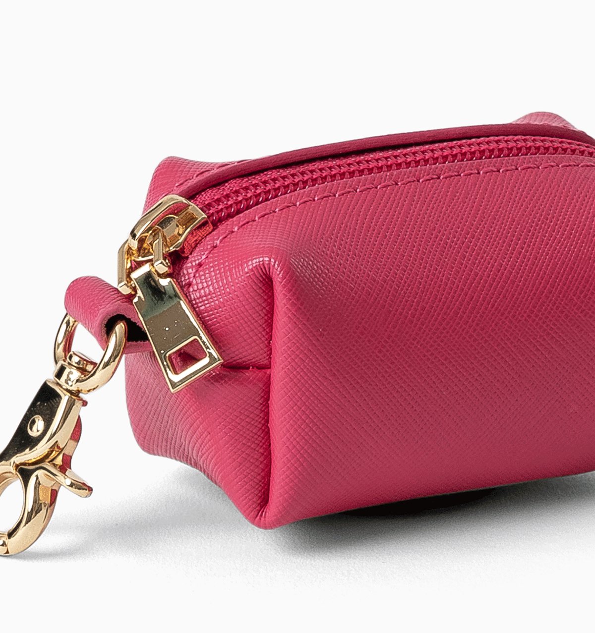 Hot Pink Leather Poop Bag Holder