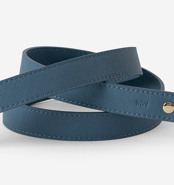 Denim Blue Standard Leather Dog Lead