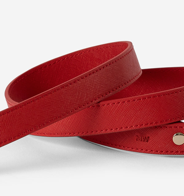 Red Leather Standard Dog Lead