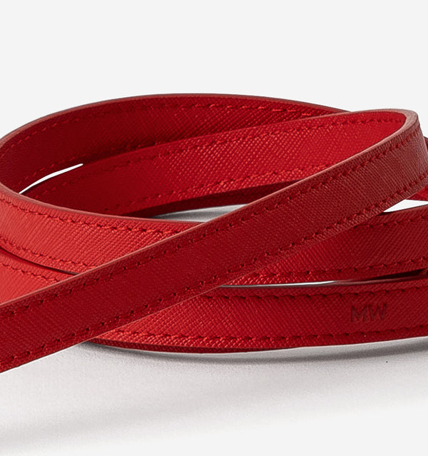 Red Leather Skinny Dog Lead