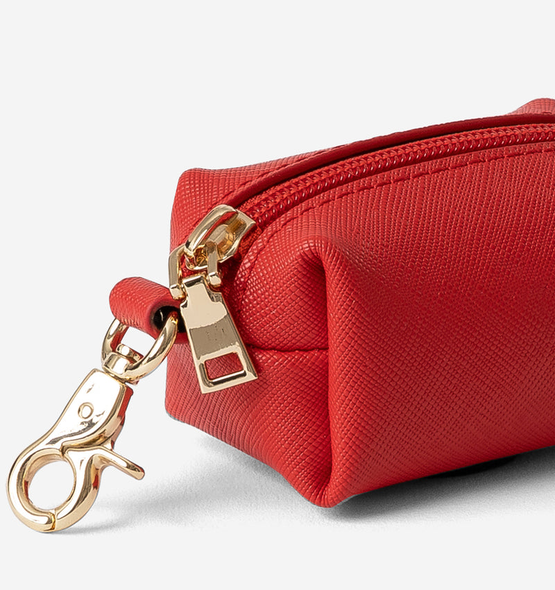 Red Leather Poop Bag Holder