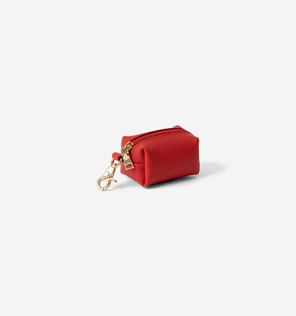 Red Leather Poop Bag Holder